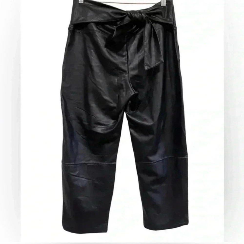 Joie Faux Leather Vegan Wide Leg Cropped High
Waisted Pants - Picture 4 of 9